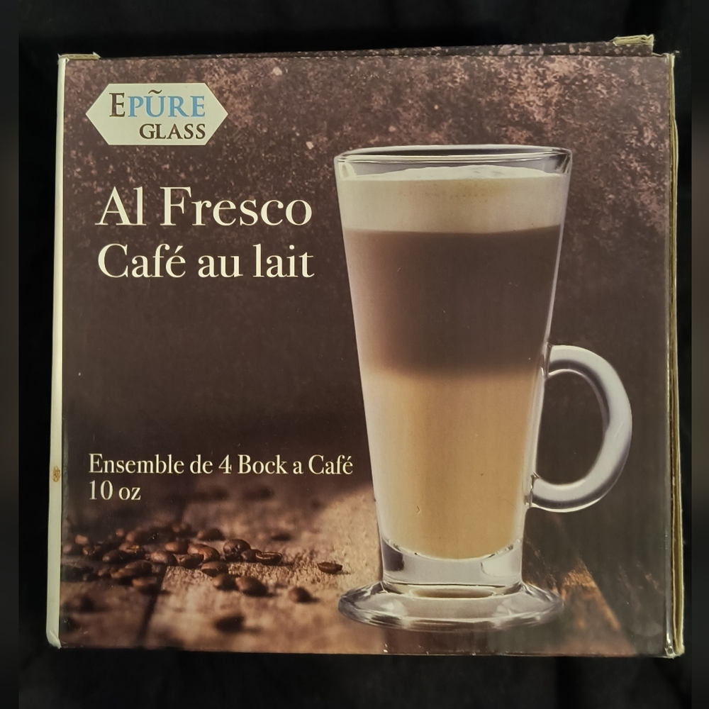 Glass Café au Lait Mug Set - Clear
